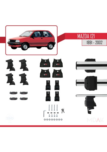 Mazda 121 1991-2002 Arası ile Uyumlu Ace-4 Ara Atkı Tavan Barı Gri 2 Adet indirimleri