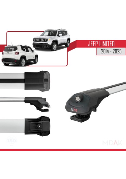 Jeep Limited 2014 ve Sonrası ile Uyumlu Ace-1 Ara Atkı Tavan Barı Gri 2 Adet modelleri