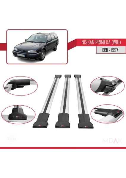 Nissan Primera (W10) Traveller 1991-1997 Arası ile Uyumlu Fly Model Ara Atkı Tavan Barı Gri 3 Adet fırsatları