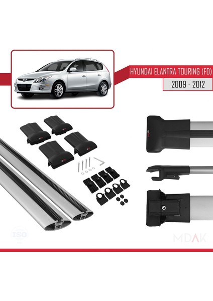 Hyundai Elantra Touring (Fd) 2009-2012 Arası ile Uyumlu Fly Model Ara Atkı Tavan Barı Gri 2 Adet indirimleri