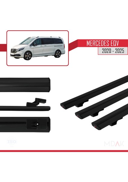 Mercedes Eqv (W447) 2020 ve Sonrası ile Uyumlu Basıc Model Ara Atkı Tavan Barı Siyah 3 Adet modelleri