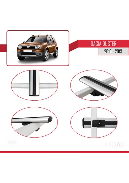 Dacia Duster (Hs) Pre-Facelift 2010-2013 Arası ile Uyumlu Basıc Model Ara Atkı Tavan Barı Gri 3 Adet fırsatları