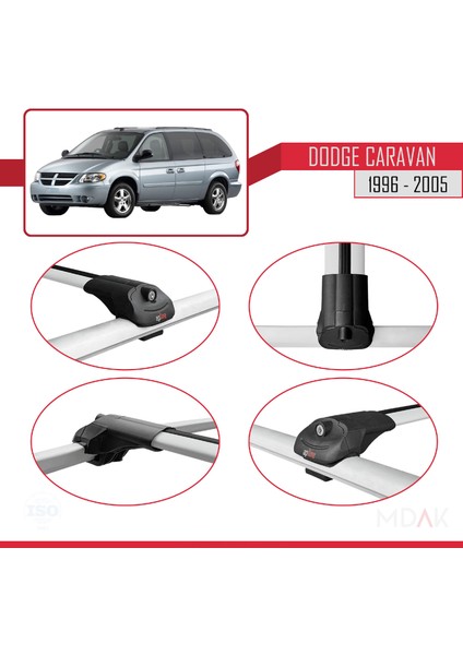 Dodge Caravan 1996-2005 Arası ile Uyumlu Ace-1 Ara Atkı Tavan Barı Gri 3 Adet fırsatları