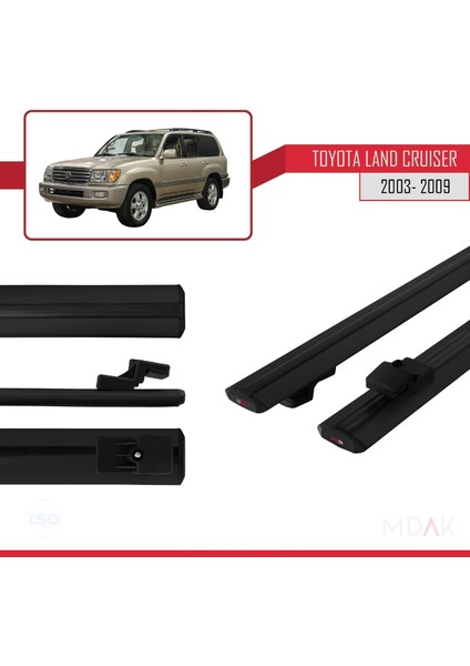 Toyota Land Cruiser (J100) 2003-2007 Arası ile Uyumlu Basıc Model Ara Atkı Tavan Barı Siyah 2 Adet modelleri