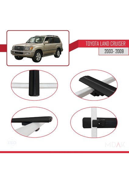 Toyota Land Cruiser (J100) 2003-2007 Arası ile Uyumlu Basıc Model Ara Atkı Tavan Barı Siyah 2 Adet fırsatları