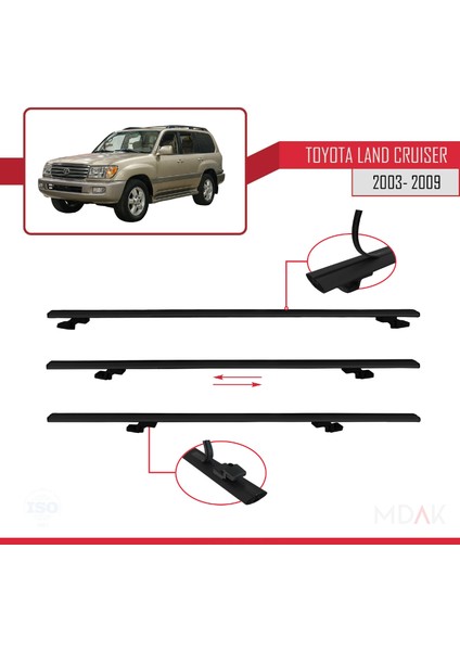 Toyota Land Cruiser (J100) 2003-2007 Arası ile Uyumlu Basıc Model Ara Atkı Tavan Barı Siyah 2 Adet indirimleri
