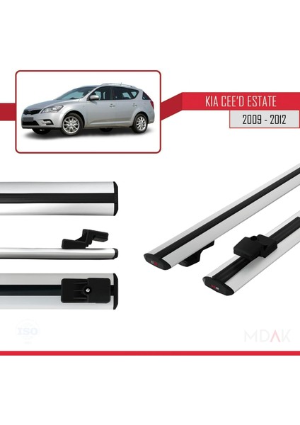 Kia Ceed (Ed) Sw Post-Facelift 2009-2012 Arası ile Uyumlu Basıc Model Ara Atkı Tavan Barı Gri 2 Adet modelleri