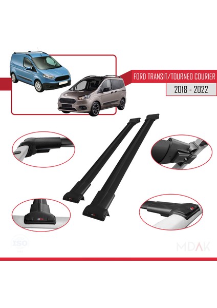 Ford Transit/tourneo Courier Post-Facelift 2018-2022 Arası ile Uyumlu Fly Model Ara Atkı Tavan Barı Siyah 2 Adet modelleri