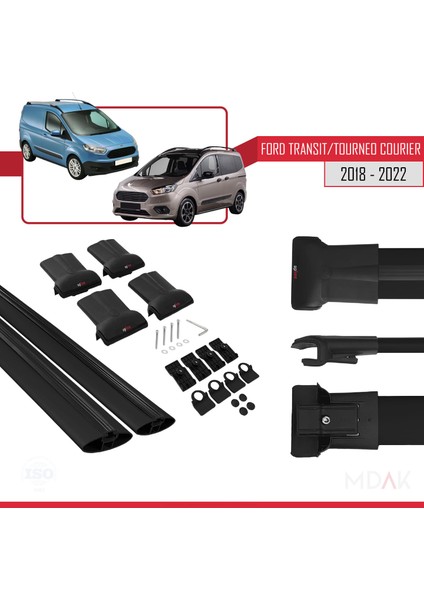 Ford Transit/tourneo Courier Post-Facelift 2018-2022 Arası ile Uyumlu Fly Model Ara Atkı Tavan Barı Siyah 2 Adet indirimleri
