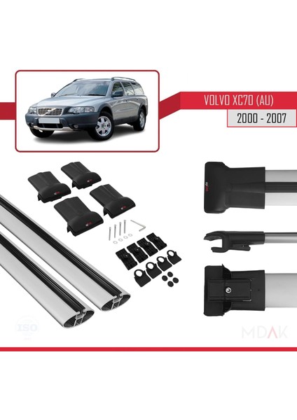 Volvo XC70 (P2) 2000-2007 Arası ile Uyumlu Fly Model Ara Atkı Tavan Barı Gri 2 Adet indirimleri