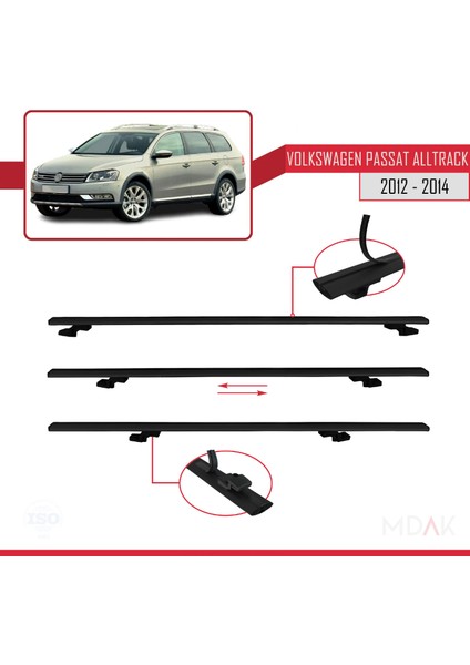 Volkswagen Passat B7 (3c) Alltrack 2012-2014 Arası ile Uyumlu Basıc Model Ara Atkı Tavan Barı Siyah 2 Adet indirimleri