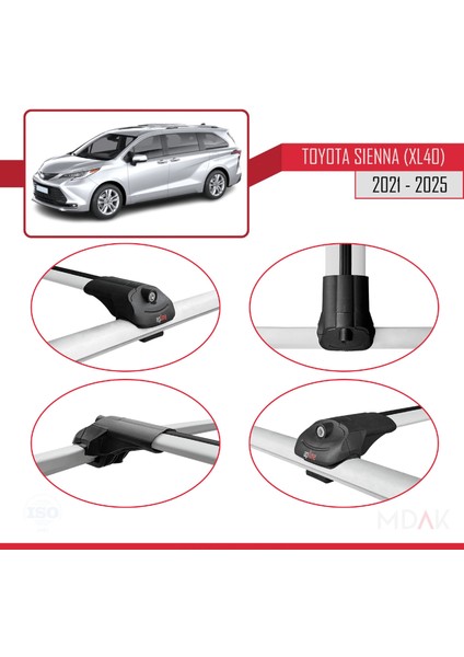 Toyota Sienna 4 (XL40) 2021 ve Sonrası ile Uyumlu Ace-1 Ara Atkı Tavan Barı Gri 3 Adet fırsatları