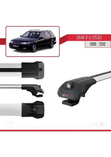 Saab 9-5 (YS3E) Sw 1998-2010 Arası ile Uyumlu Ace-1 Ara Atkı Tavan Barı Gri 3 Adet