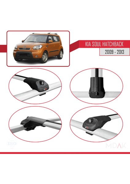 Kia Soul (Am) Hb 2009-2013 Arası ile Uyumlu Ace-1 Ara Atkı Tavan Barı Gri 3 Adet fırsatları