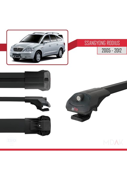Ssangyong Rodius 2005-2012 Arası ile Uyumlu Ace-1 Ara Atkı Tavan Barı Siyah 3 Adet modelleri