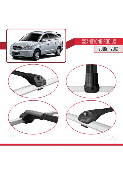 Ssangyong Rodius 2005-2012 Arası ile Uyumlu Ace-1 Ara Atkı Tavan Barı Siyah 3 Adet fırsatları