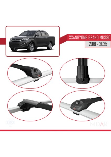 Ssangyong Grand Musso 2018 ve Sonrası ile Uyumlu Ace-1 Ara Atkı Tavan Barı Siyah 2 Adet fırsatları