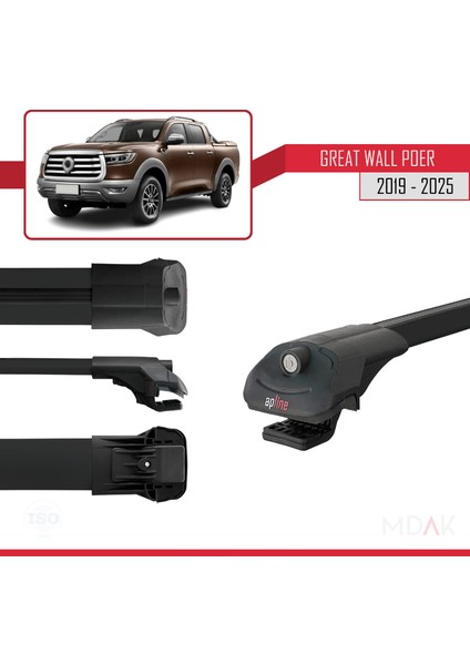 Great Wall Poer 2019 ve Sonrası ile Uyumlu Ace-1 Ara Atkı Tavan Barı Siyah 2 Adet modelleri