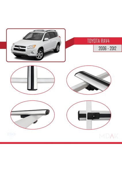 Toyota Rav4 Iıı (XA30) 2006-2012 Arası ile Uyumlu Basıc Model Ara Atkı Tavan Barı Gri 2 Adet fırsatları