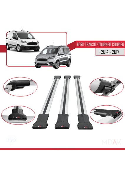 Ford Transit/tourneo Courier Pre-Facelift 2014-2017 Arası ile Uyumlu Fly Model Ara Atkı Tavan Barı Gri 3 Adet fırsatları