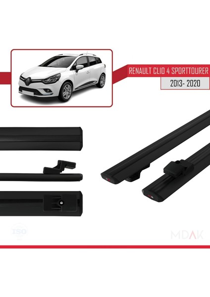 Renault Clio 4 St 2013-2020 Arası ile Uyumlu Basıc Model Ara Atkı Tavan Barı Siyah 2 Adet