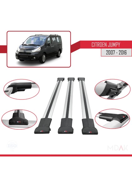 Citroen Jumpy 2 (G9) 2007-2016 Arası ile Uyumlu Fly Model Ara Atkı Tavan Barı Gri 3 Adet fırsatları