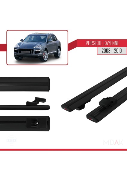 Porsche Cayenne (9pa) 2003-2010 Arası ile Uyumlu Basıc Model Ara Atkı Tavan Barı Siyah 2 Adet modelleri
