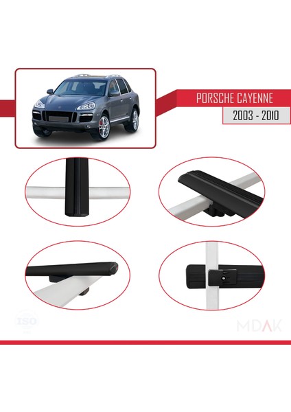 Porsche Cayenne (9pa) 2003-2010 Arası ile Uyumlu Basıc Model Ara Atkı Tavan Barı Siyah 2 Adet fırsatları