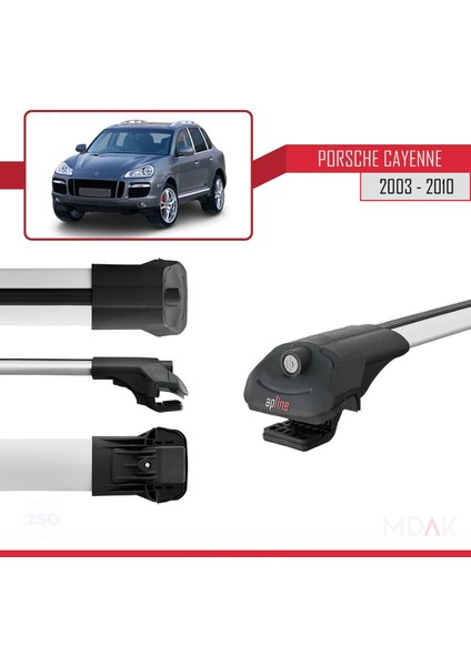 Porsche Cayenne (9pa) 2003-2010 Arası ile Uyumlu Ace-1 Ara Atkı Tavan Barı Gri 2 Adet modelleri