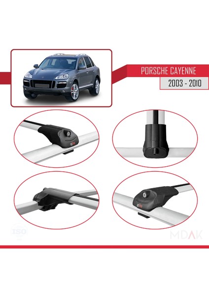 Porsche Cayenne (9pa) 2003-2010 Arası ile Uyumlu Ace-1 Ara Atkı Tavan Barı Gri 2 Adet fırsatları