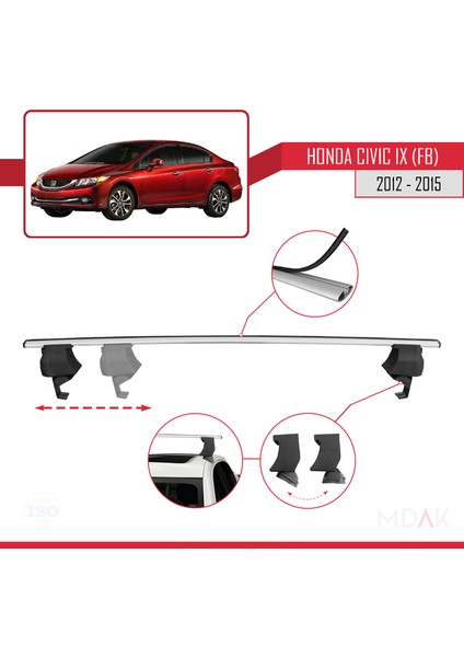 Honda Civic 9 (Fb) Sedan 2012-2015 Arası ile Uyumlu Ace-4 Ara Atkı Tavan Barı Gri 2 Adet modelleri