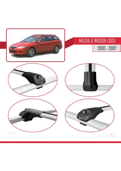 Mazda 6 I (Gg1) 2002-2007 Arası ile Uyumlu Ace-1 Ara Atkı Tavan Barı Gri 2 Adet fırsatları