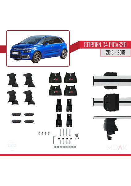 Citroen C4 Picasso 2 2013-2018 Arası ile Uyumlu Ace-4 Ara Atkı Tavan Barı Gri 2 Adet indirimleri