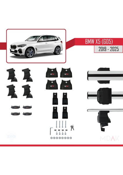 Bmw X5 (G05) 2019 ve Sonrası ile Uyumlu Ace-4 Ara Atkı Tavan Barı Gri 2 Adet indirimleri