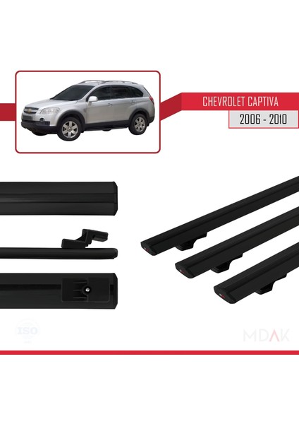 Chevrolet Captiva 2006-2010 Arası ile Uyumlu Basıc Model Ara Atkı Tavan Barı Siyah 3 Adet modelleri