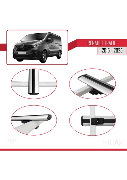 Renault Trafic 3 (X82) 2015 ve Sonrası ile Uyumlu Basıc Model Ara Atkı Tavan Barı Gri 2 Adet fırsatları