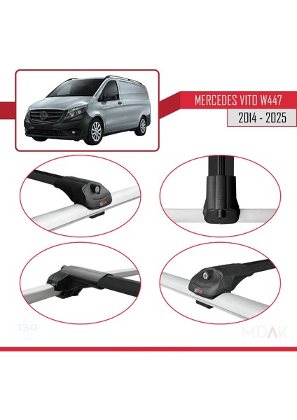 Mercedes Vito 3 (W447) 2014 ve Sonrası ile Uyumlu Ace-1 Ara Atkı Tavan Barı Siyah 2 Adet fırsatları