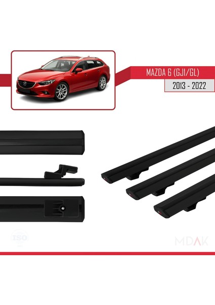 Mazda 6 Iıı (Gj1/gl) 2013-2022 Arası ile Uyumlu Basıc Model Ara Atkı Tavan Barı Siyah 3 Adet modelleri