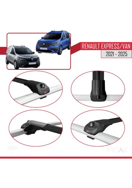 Renault Express 2021 ve Sonrası ile Uyumlu Ace-1 Ara Atkı Tavan Barı Siyah 3 Adet fırsatları