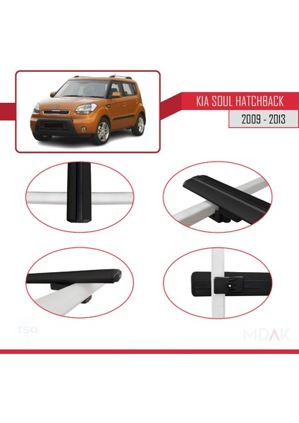 Kia Soul (Am) Hb 2009-2013 Arası ile Uyumlu Basıc Model Ara Atkı Tavan Barı Siyah 3 Adet fırsatları