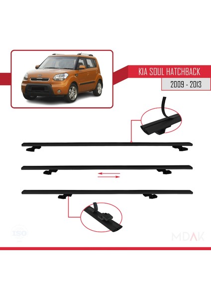 Kia Soul (Am) Hb 2009-2013 Arası ile Uyumlu Basıc Model Ara Atkı Tavan Barı Siyah 3 Adet indirimleri