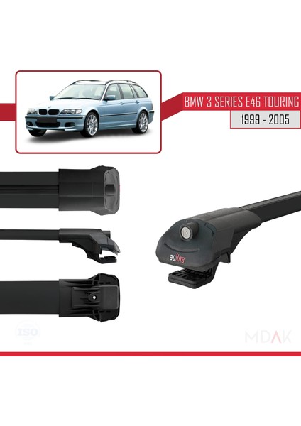 Bmw 3 Serisi (E46) Touring 1999-2005 Arası ile Uyumlu Ace-1 Ara Atkı Tavan Barı Siyah 2 Adet modelleri