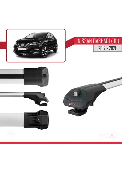 Nissan Qashqai 2 (J11) Post-Facelift 2017-2021 Arası ile Uyumlu Ace-1 Ara Atkı Tavan Barı Gri 2 Adet modelleri