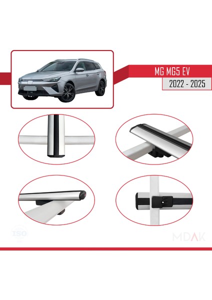 Mg 5 Ev 2022 ve Sonrası ile Uyumlu Basıc Model Ara Atkı Tavan Barı Gri 2 Adet