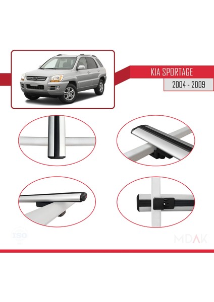 Kia Sportage 2 (Je) 2004-2009 Arası ile Uyumlu Basıc Model Ara Atkı Tavan Barı Gri 2 Adet fırsatları