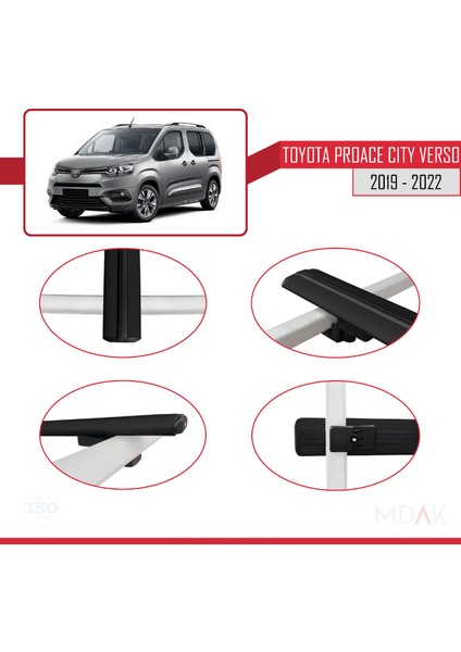 Toyota Proace City Verso 2019-2022 Arası ile Uyumlu Basıc Model Ara Atkı Tavan Barı Siyah 3 Adet fırsatları