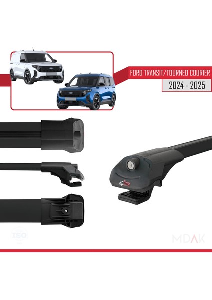 Ford Transit / Tourneo Courier 2024 ve Sonrası ile Uyumlu Ace-1 Ara Atkı Tavan Barı Siyah 2 Adet modelleri