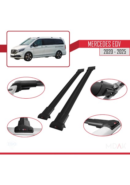 Mercedes Eqv (W447) 2020 ve Sonrası ile Uyumlu Fly Model Ara Atkı Tavan Barı Siyah 2 Adet modelleri