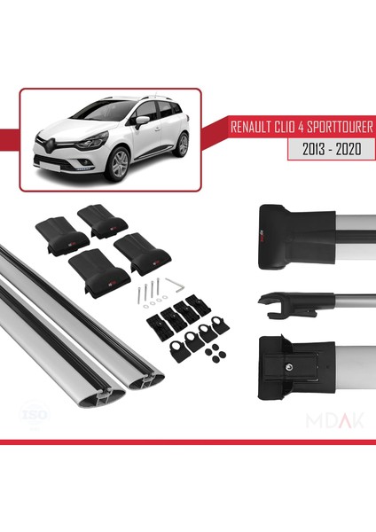 Renault Clio 4 St 2013-2020 Arası ile Uyumlu Fly Model Ara Atkı Tavan Barı Gri 2 Adet indirimleri