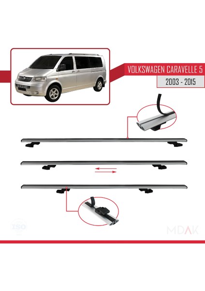 Volkswagen T5 Caravelle 2003-2015 Arası ile Uyumlu Basıc Model Ara Atkı Tavan Barı Gri 4 Adet fırsatları